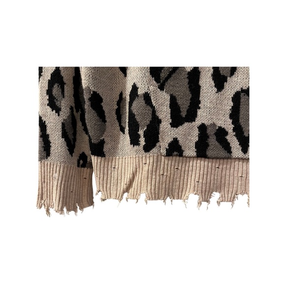 Fate Leopard Print Knit Hooded Sweatshirt Medium - Picture 3 of 4